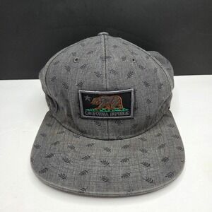 Original California Republic Hat Snapback OSFM Grey Leaf Print Flat Brim Cap